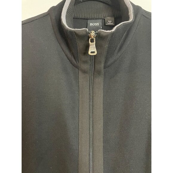 Hugo Boss Black Full-Zip Cotton Jacket With High Collar & Dual Zippers Size XL - Picture 13 of 14